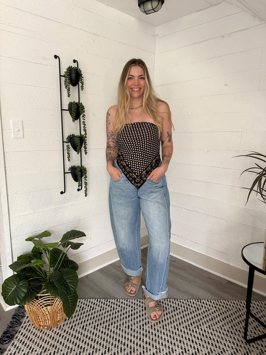 Black Boho Bandana Scarf