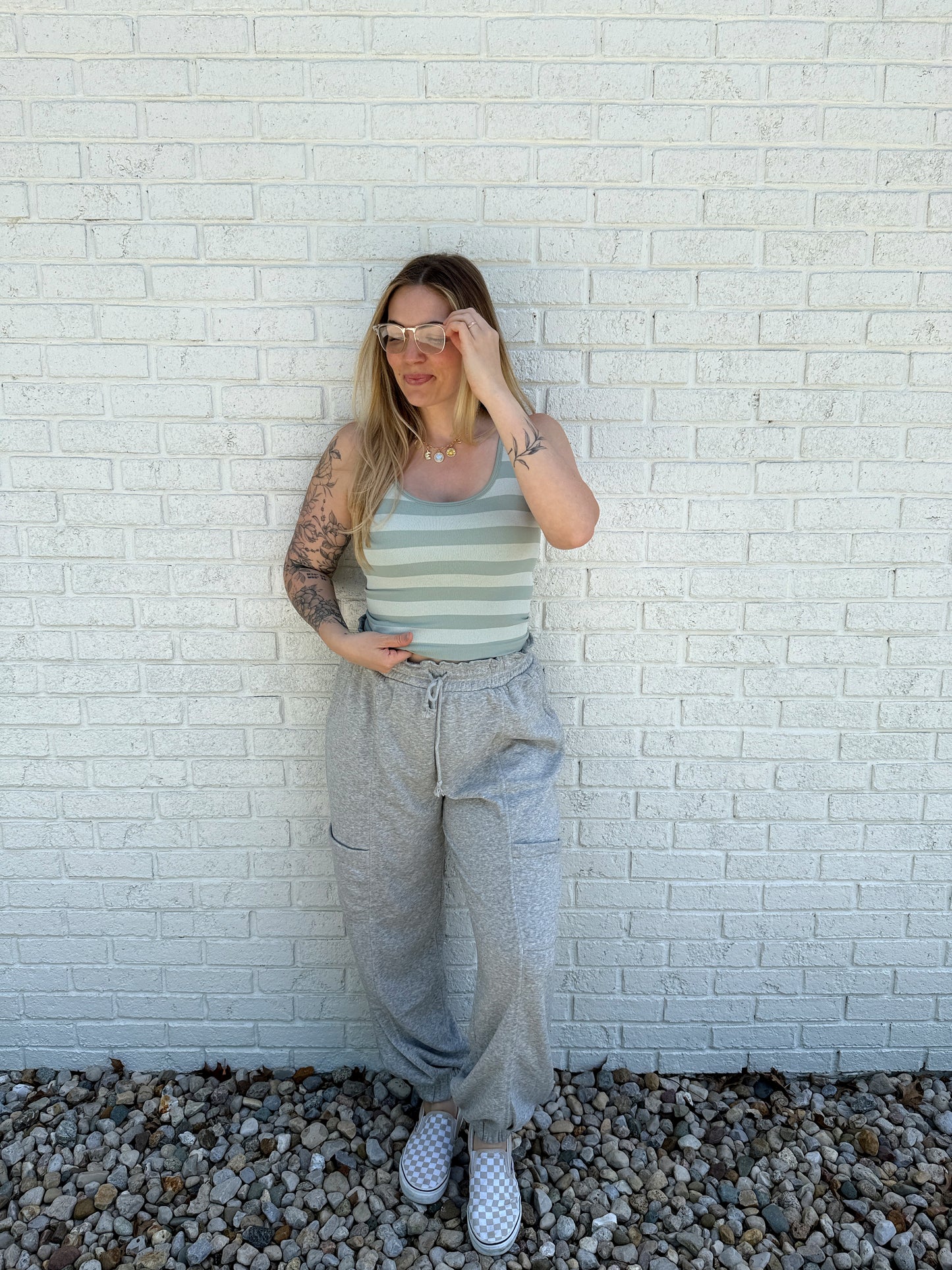 Luna Stripe Tank Aqua