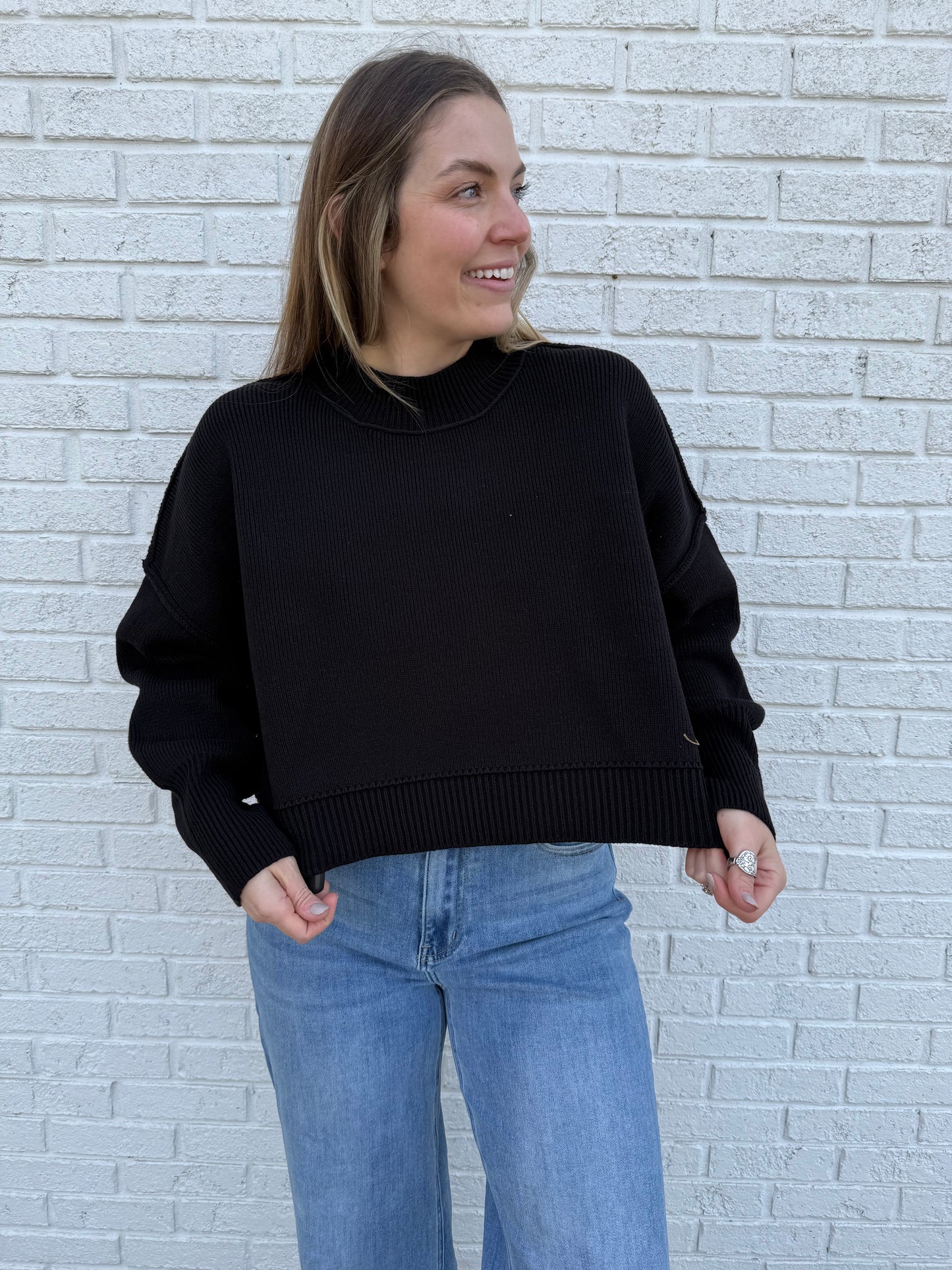 Willow Crop Sweater Black