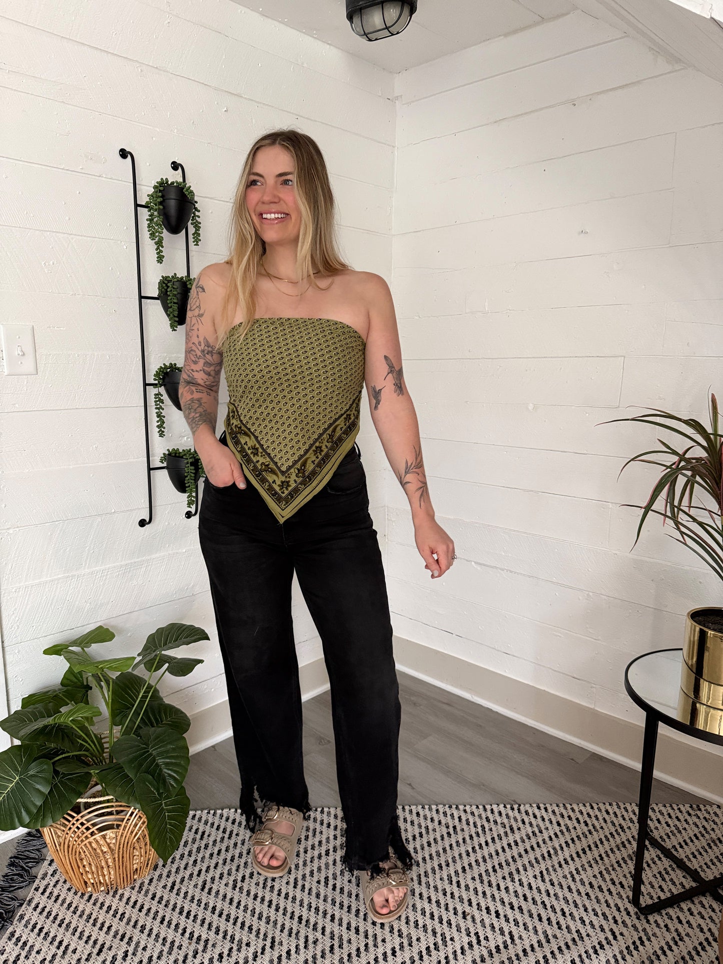 Olive Boho Bandana Scarf