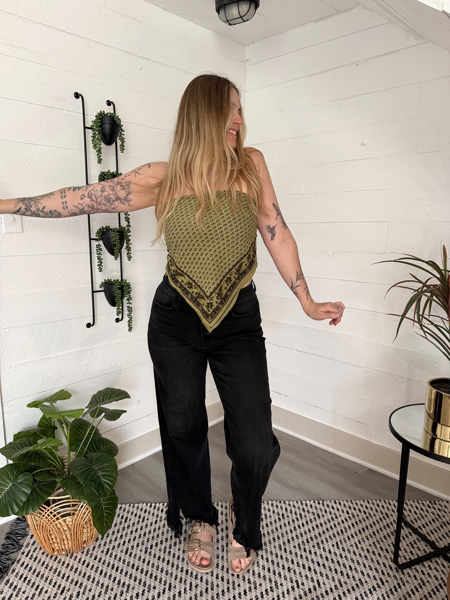 Olive Boho Bandana Scarf
