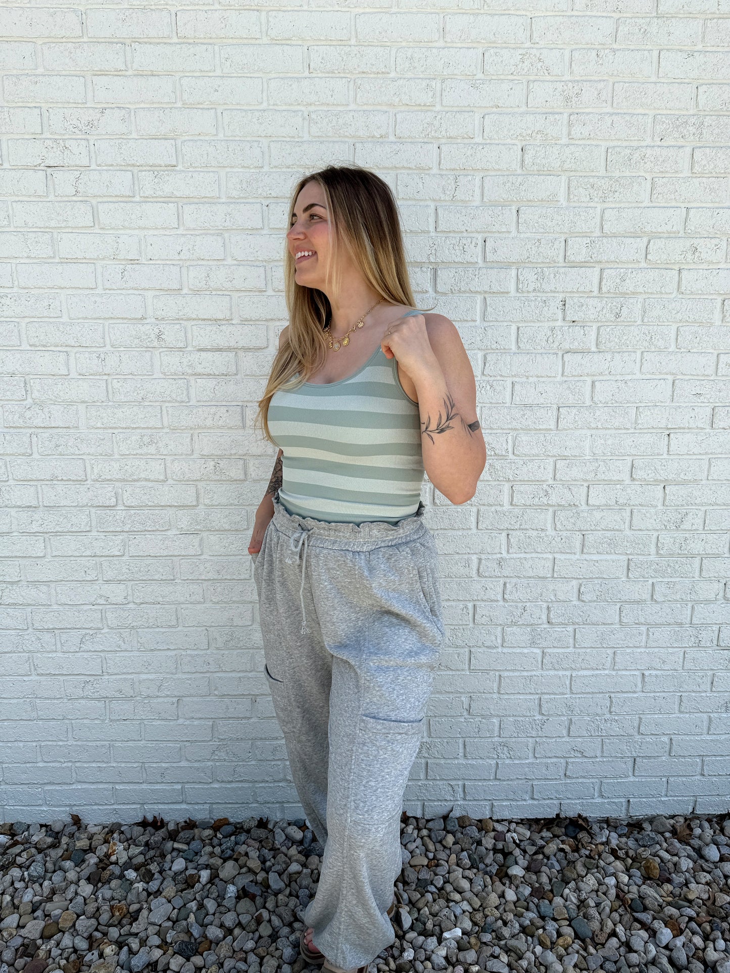 Luna Stripe Tank Aqua