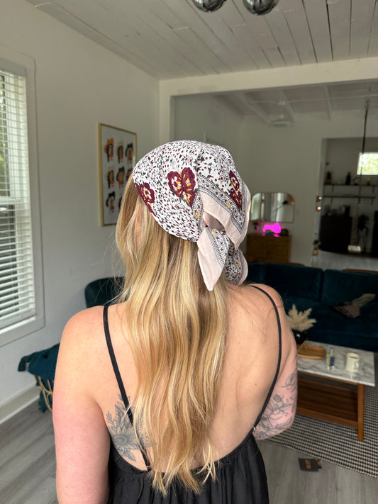 Orchid Floral Print Bandana: White