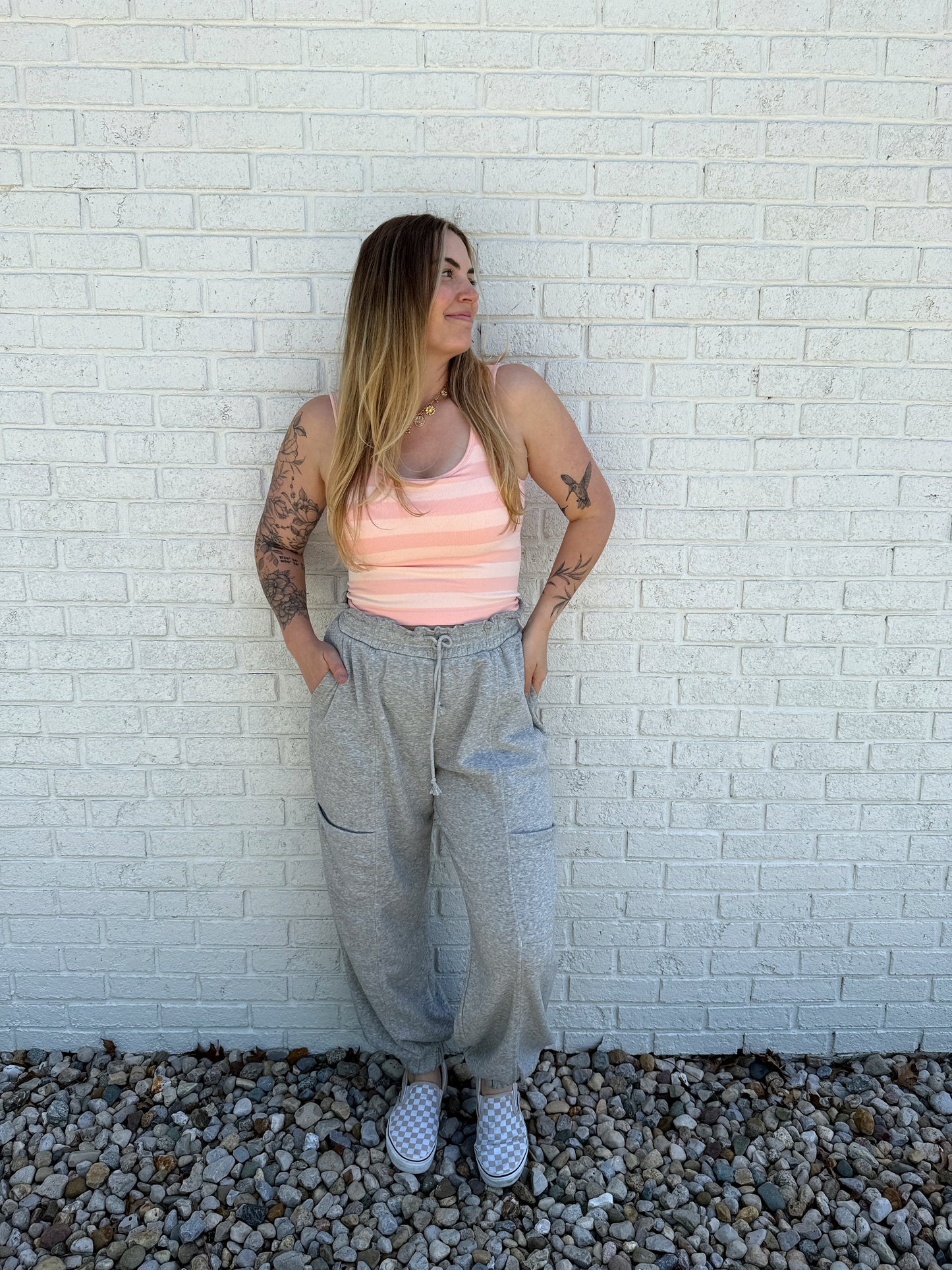 Luna Stripe Tank Pink