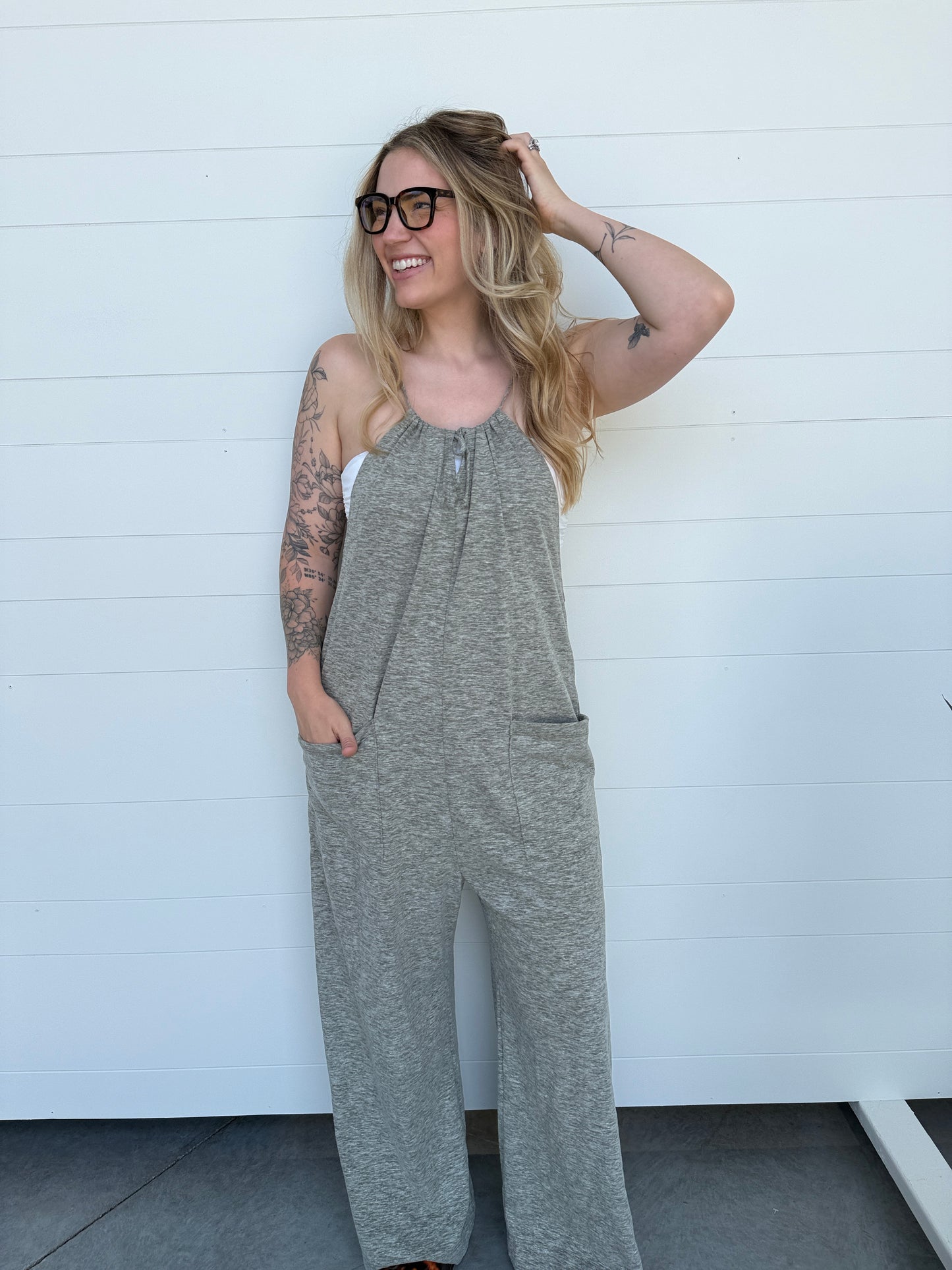 Garden Girl Jumpsuit Grey/Olive