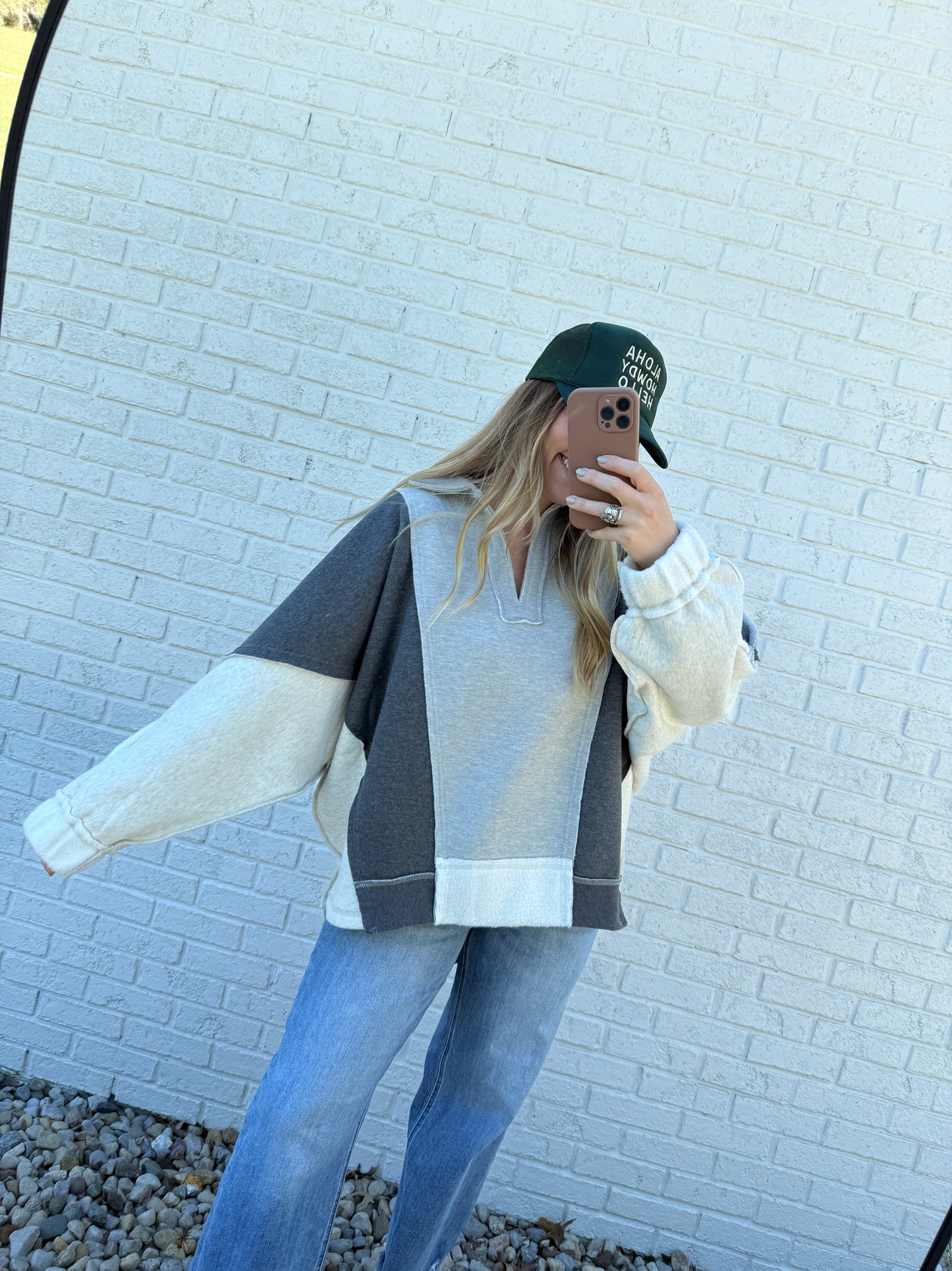 Grey Lallie Color Block Sweatshirt