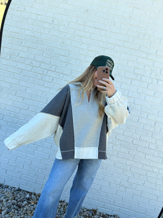 Grey Lallie Color Block Sweatshirt