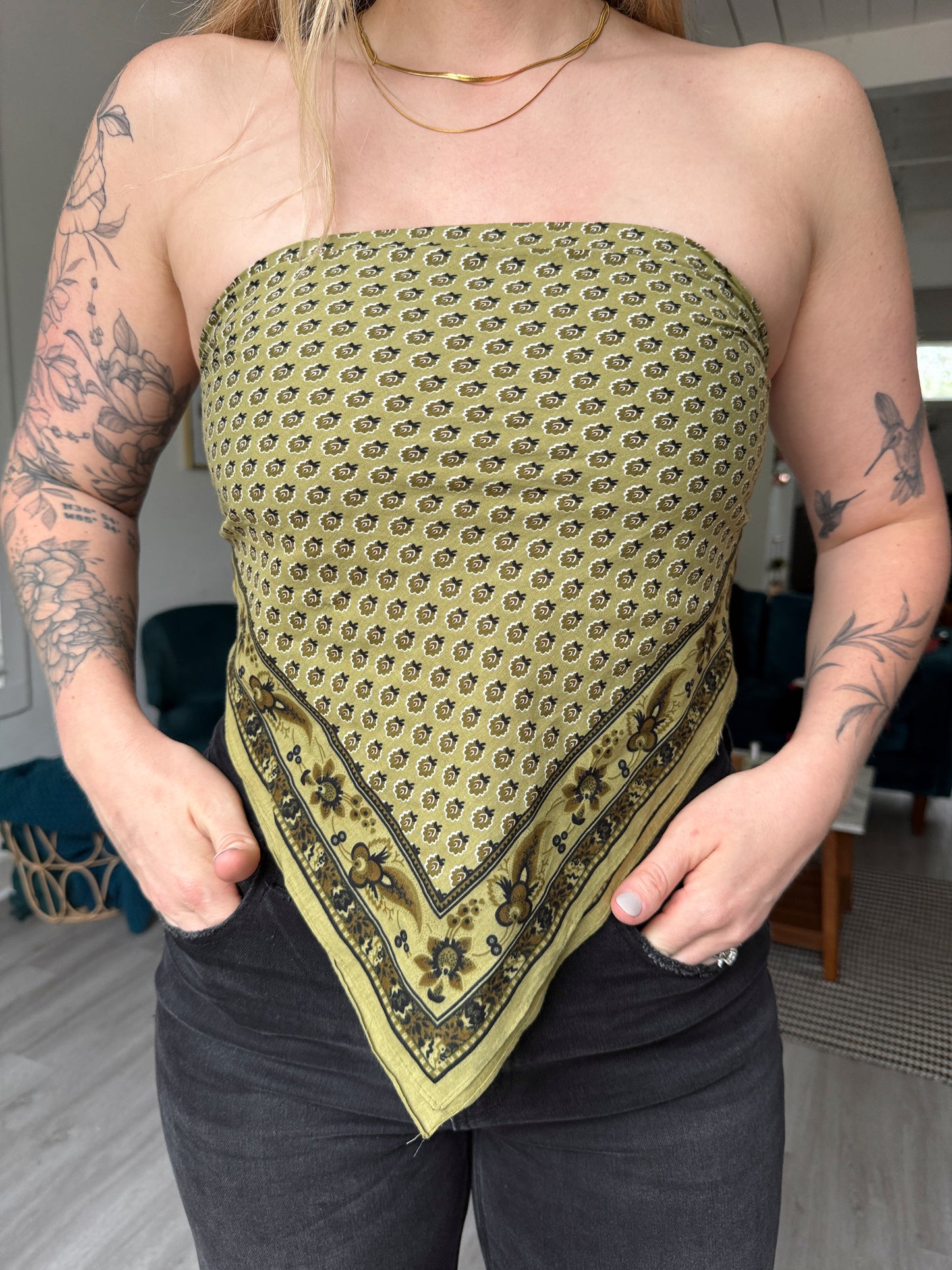 Olive Boho Bandana Scarf