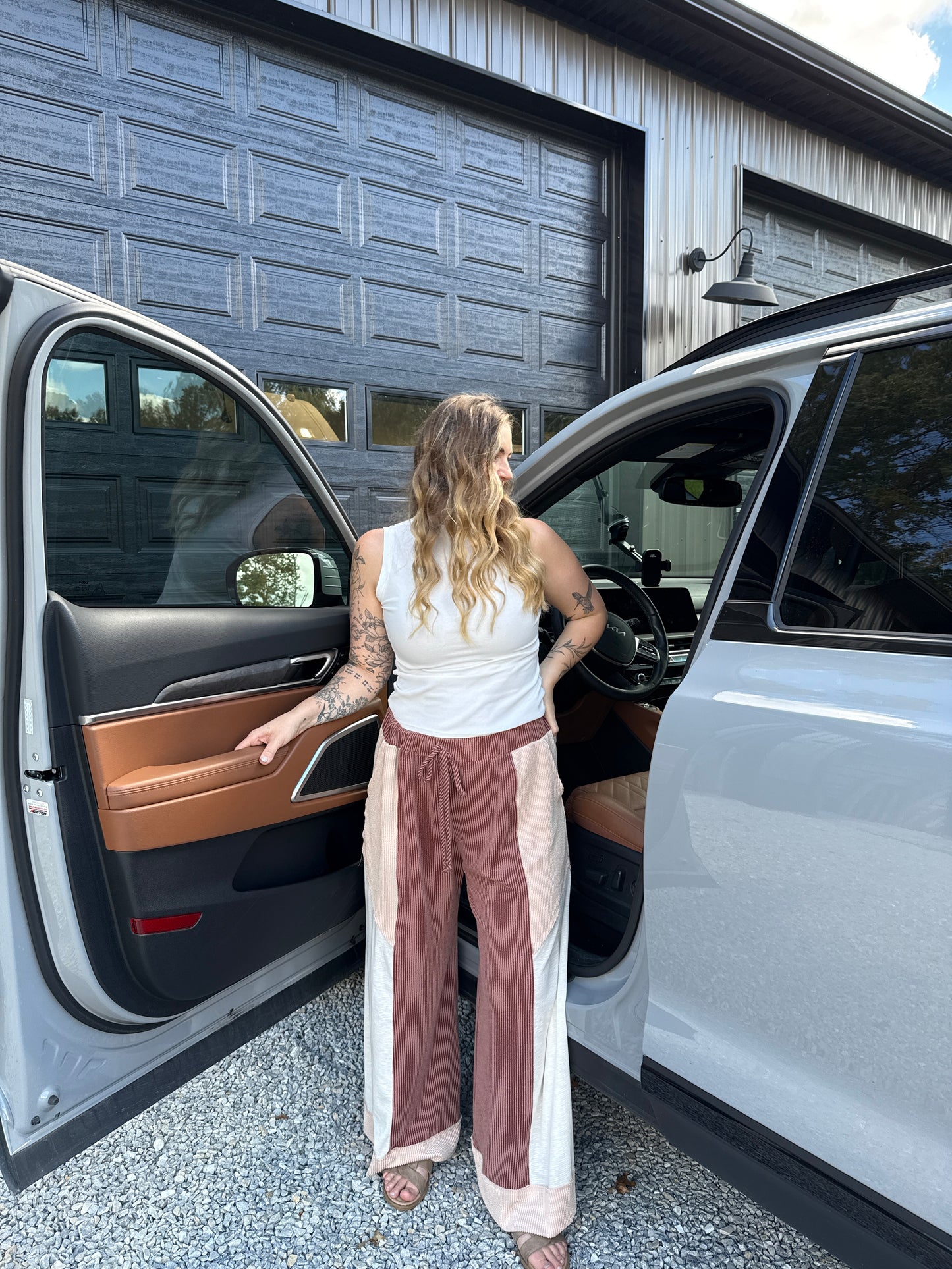 Mira Color Block Pant Rust