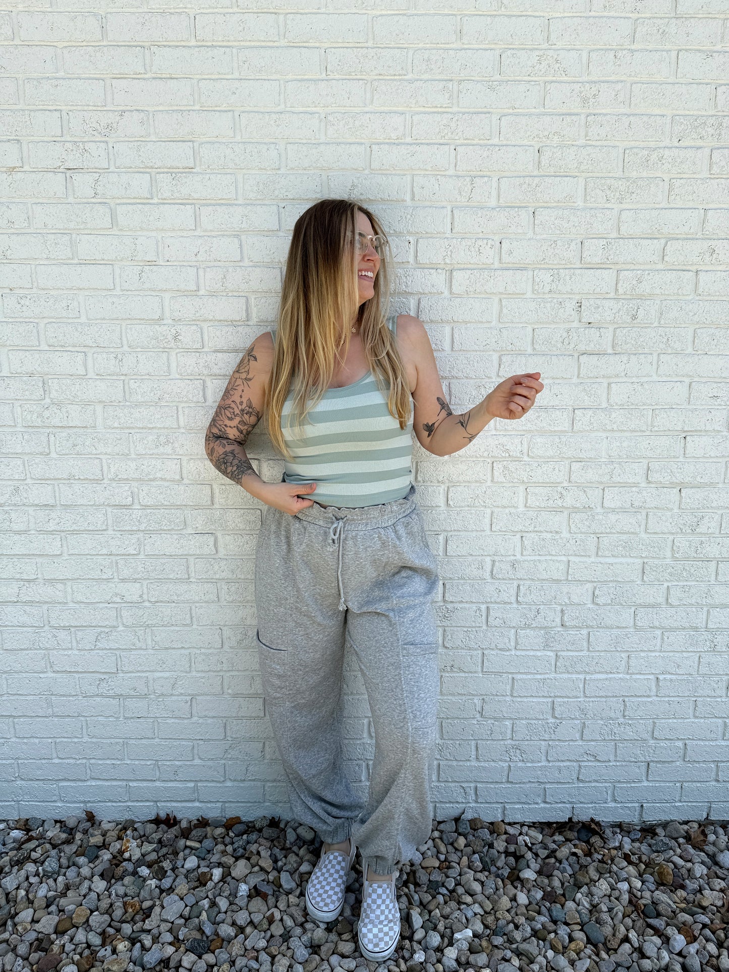 Luna Stripe Tank Aqua