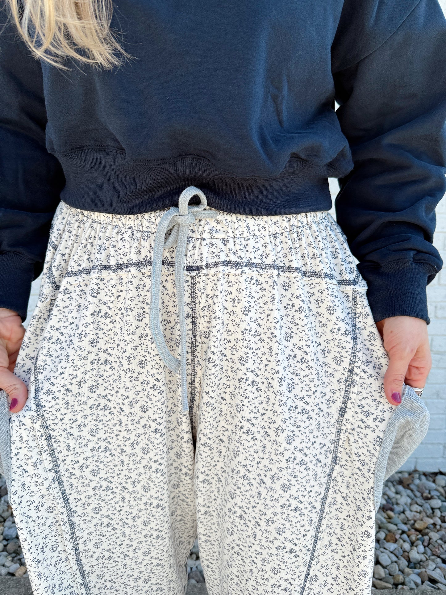 Grey/Navy Boho Patchwork Jogger