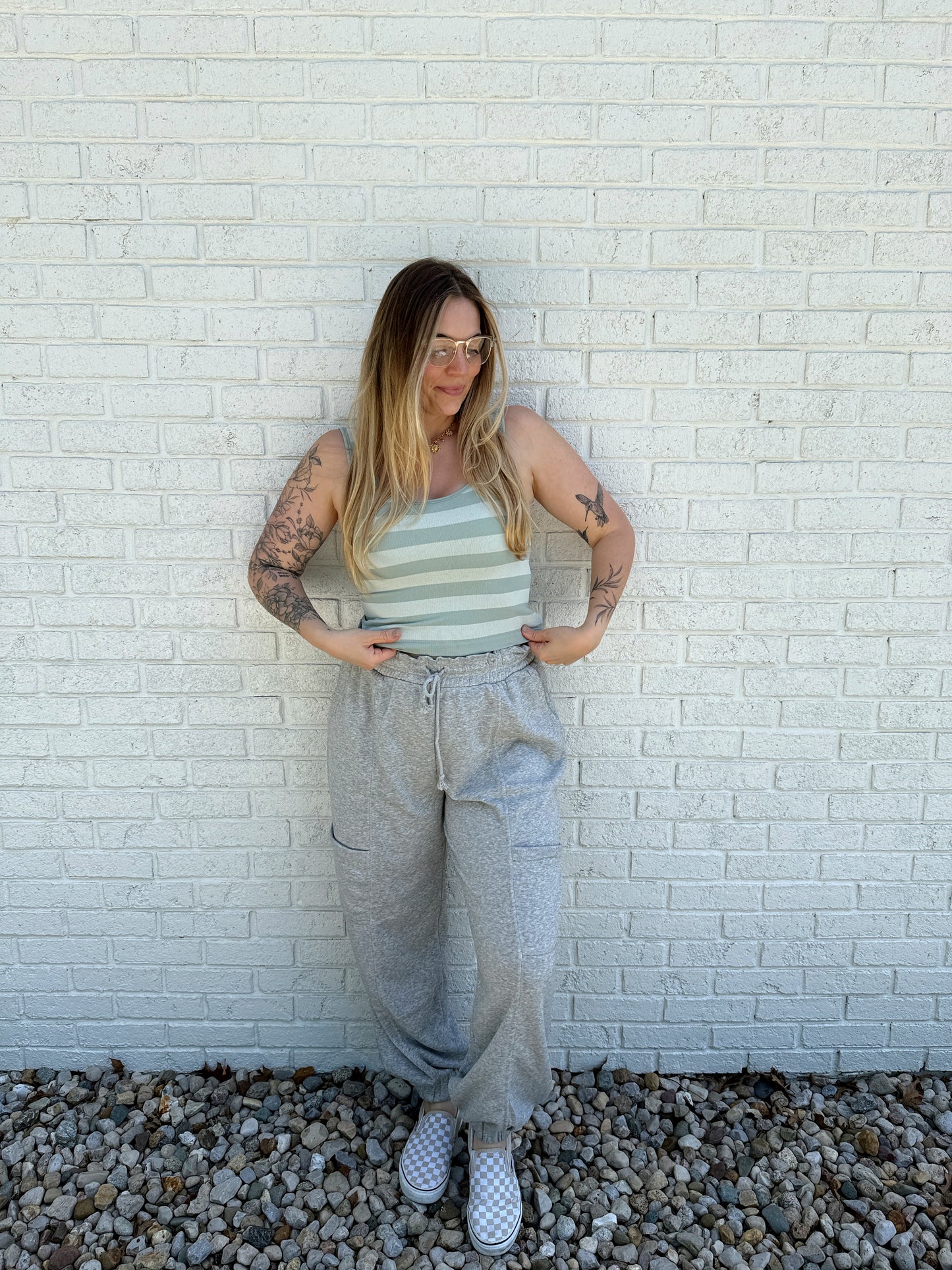 Luna Stripe Tank Aqua