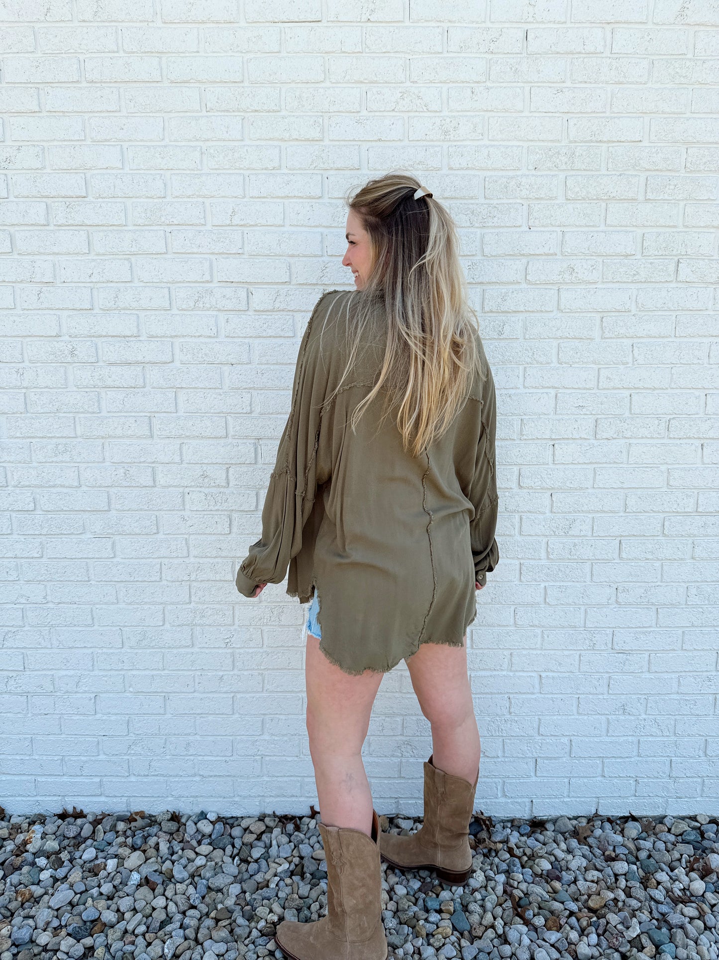 Delilah Button Down Olive