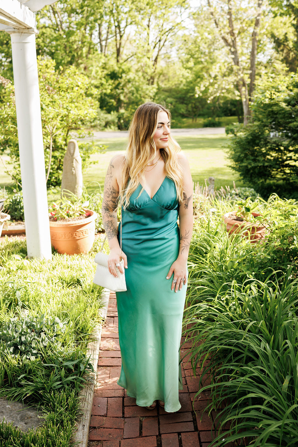 Vine Ombre Dress Pine Green