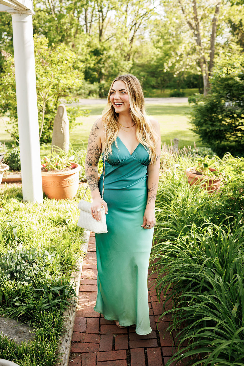 Vine Ombre Dress Pine Green