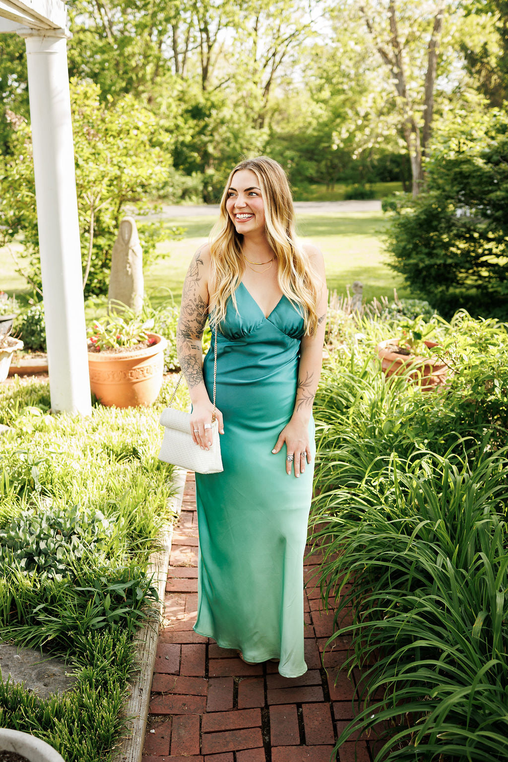 Vine Ombre Dress Pine Green