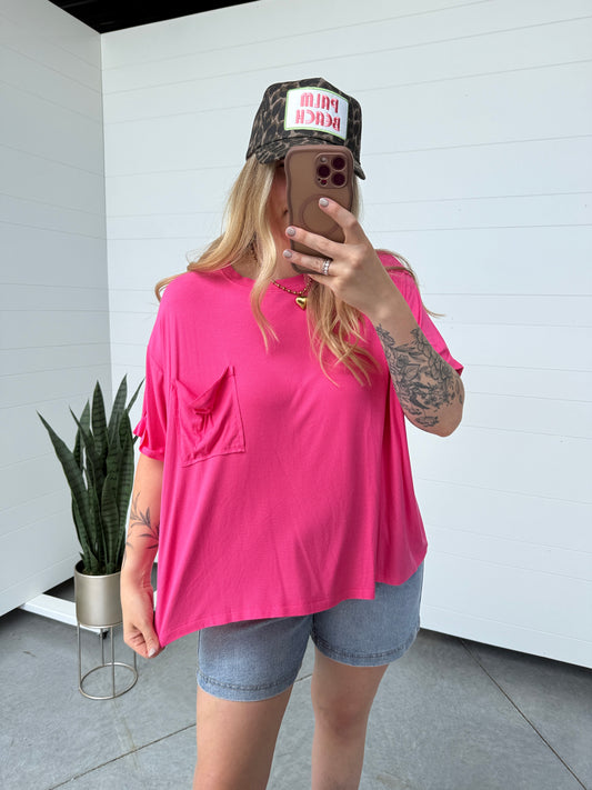 Flamingo Ribbed Pocket Tee