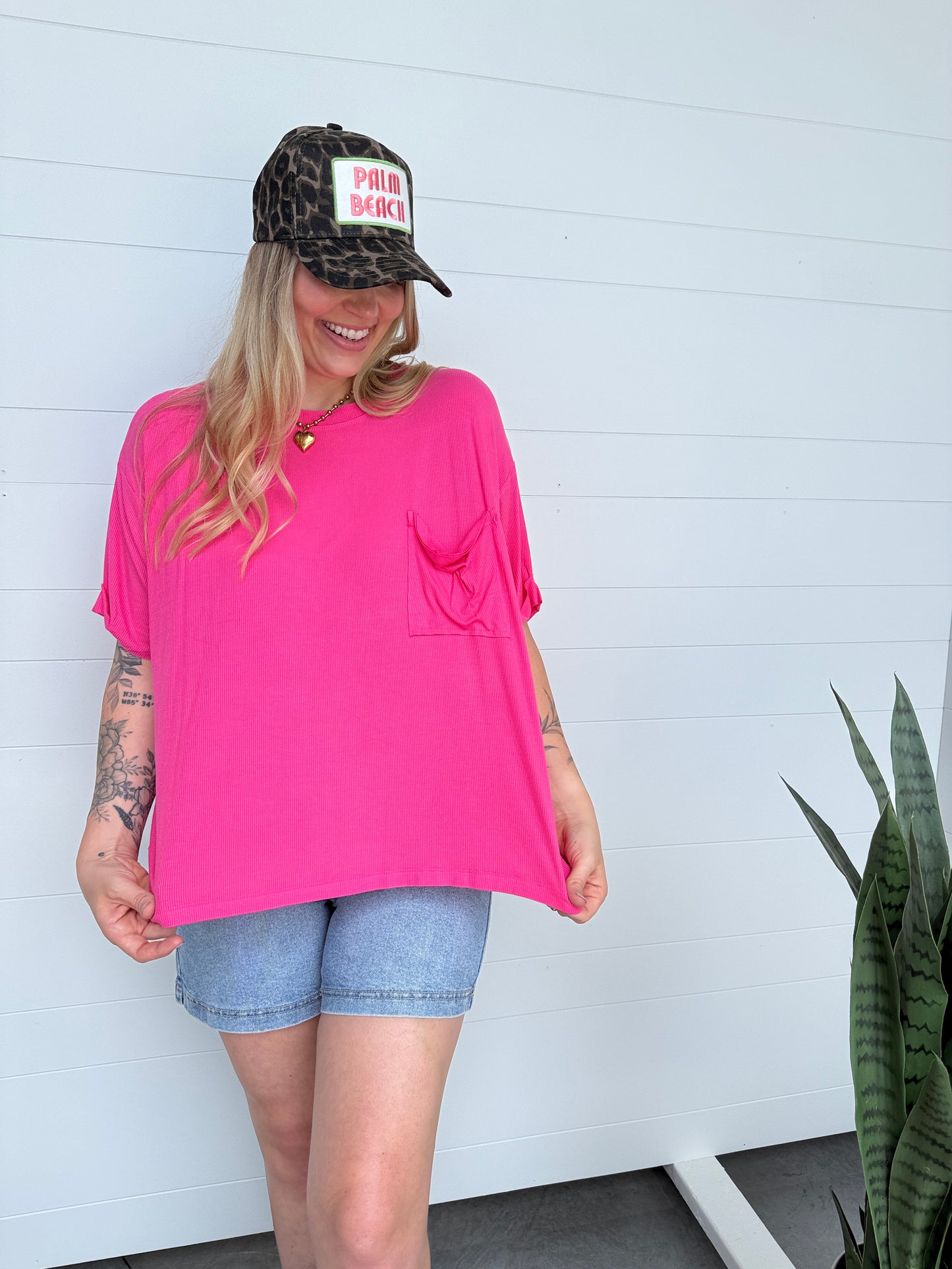 Flamingo Ribbed Pocket Tee