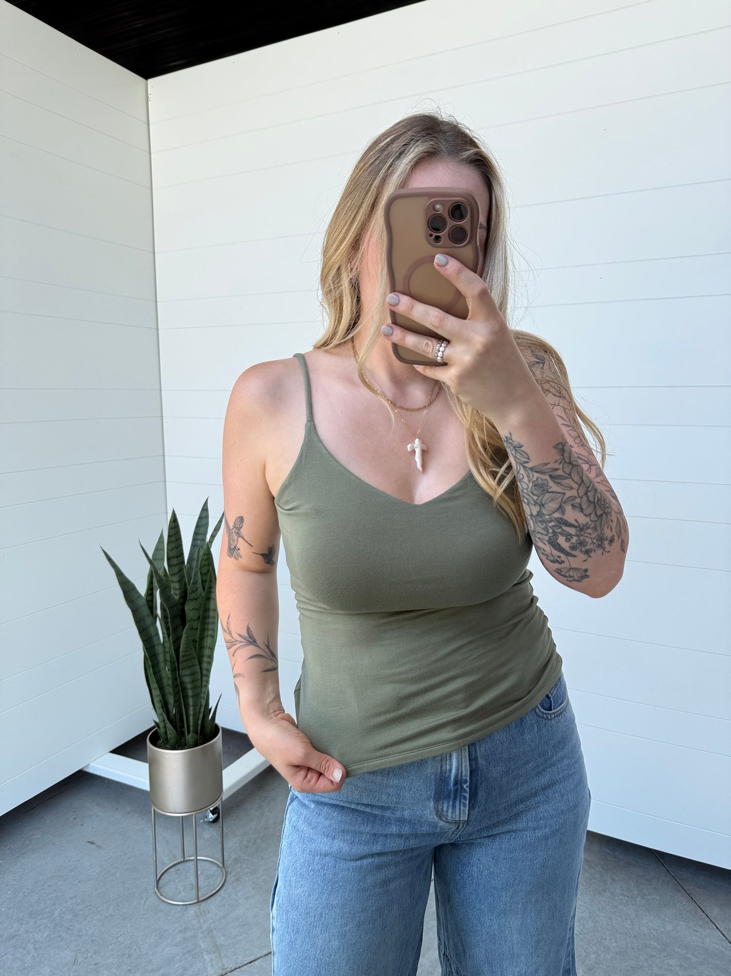 Olive V Neck Cami