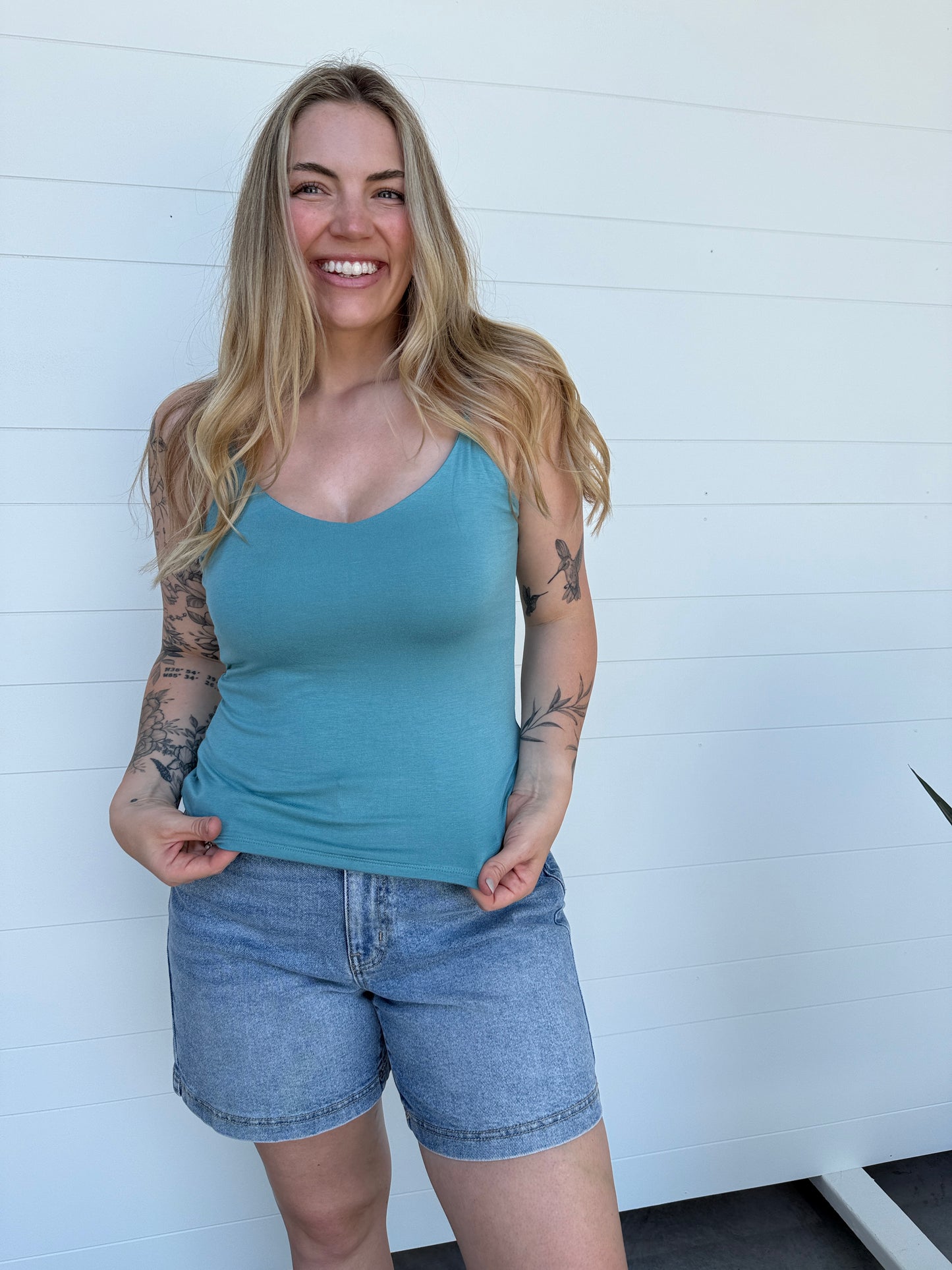 Blue V Neck Cami