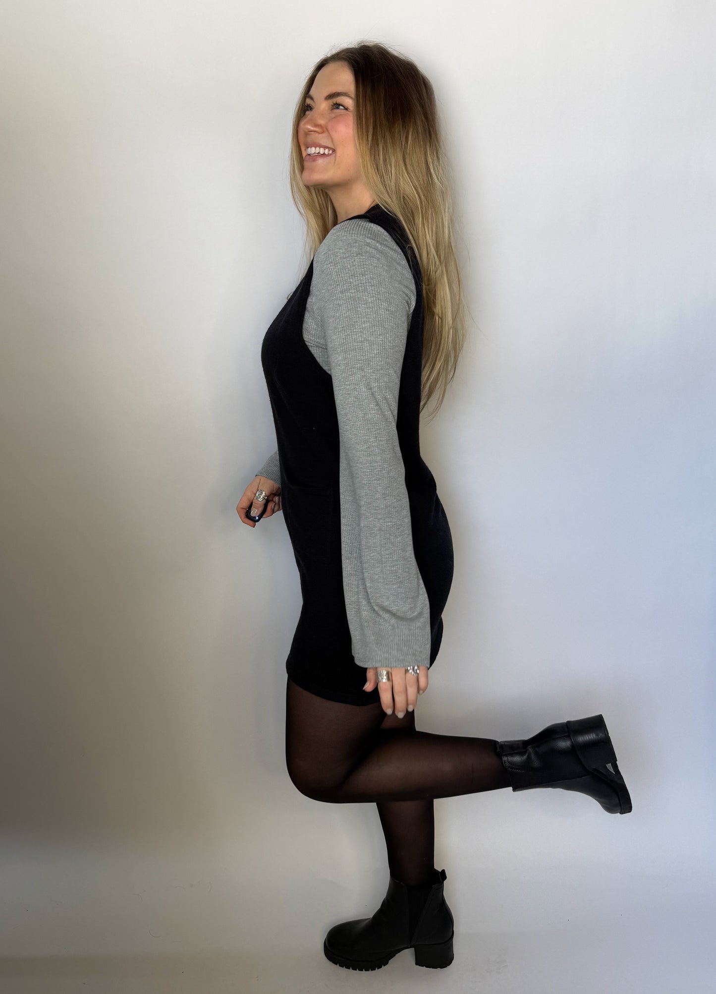 Layered Look Sweater Dress