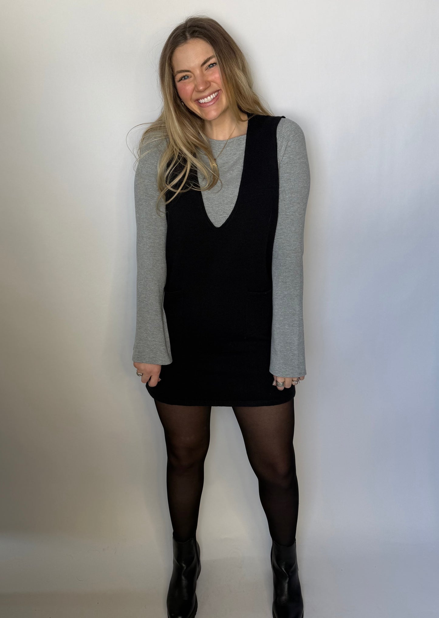 Layered Look Sweater Dress