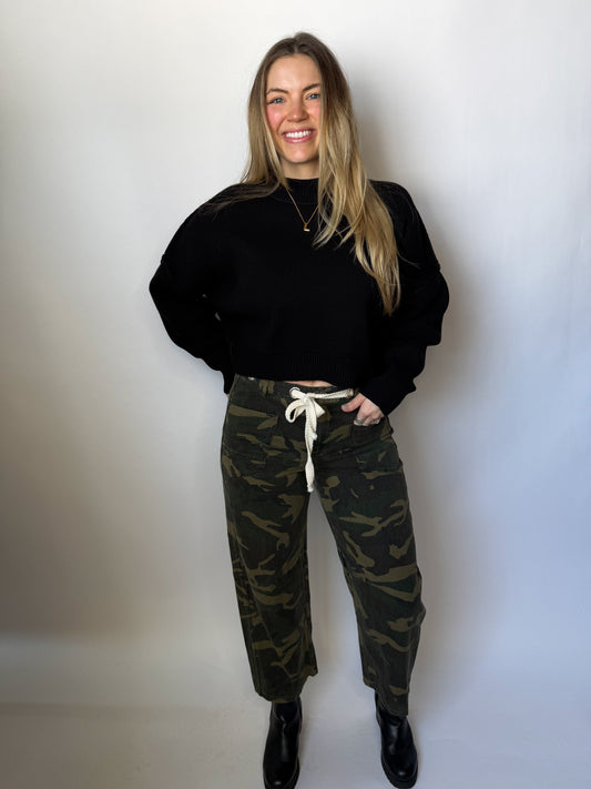 Willow Crop Sweater Black