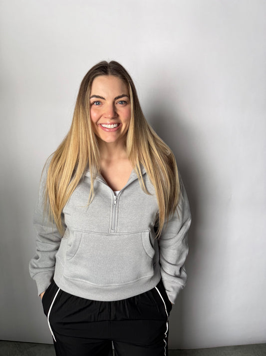 All Day Half Zip Stone