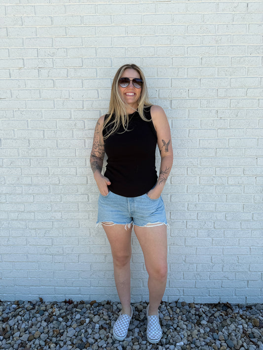 Black Ribbed Tank