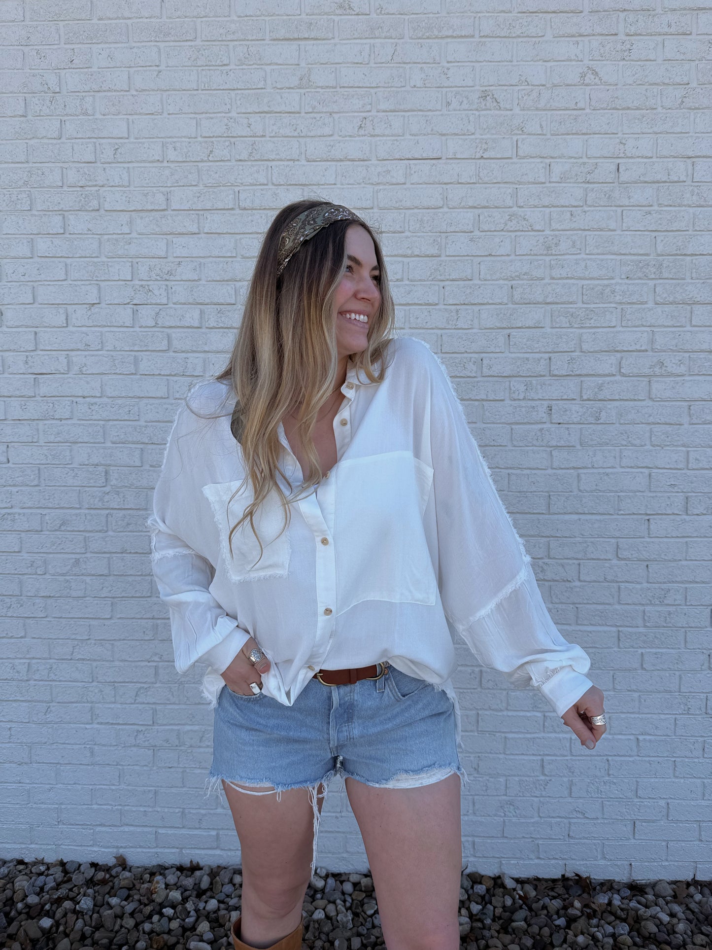 Delilah Button Down White