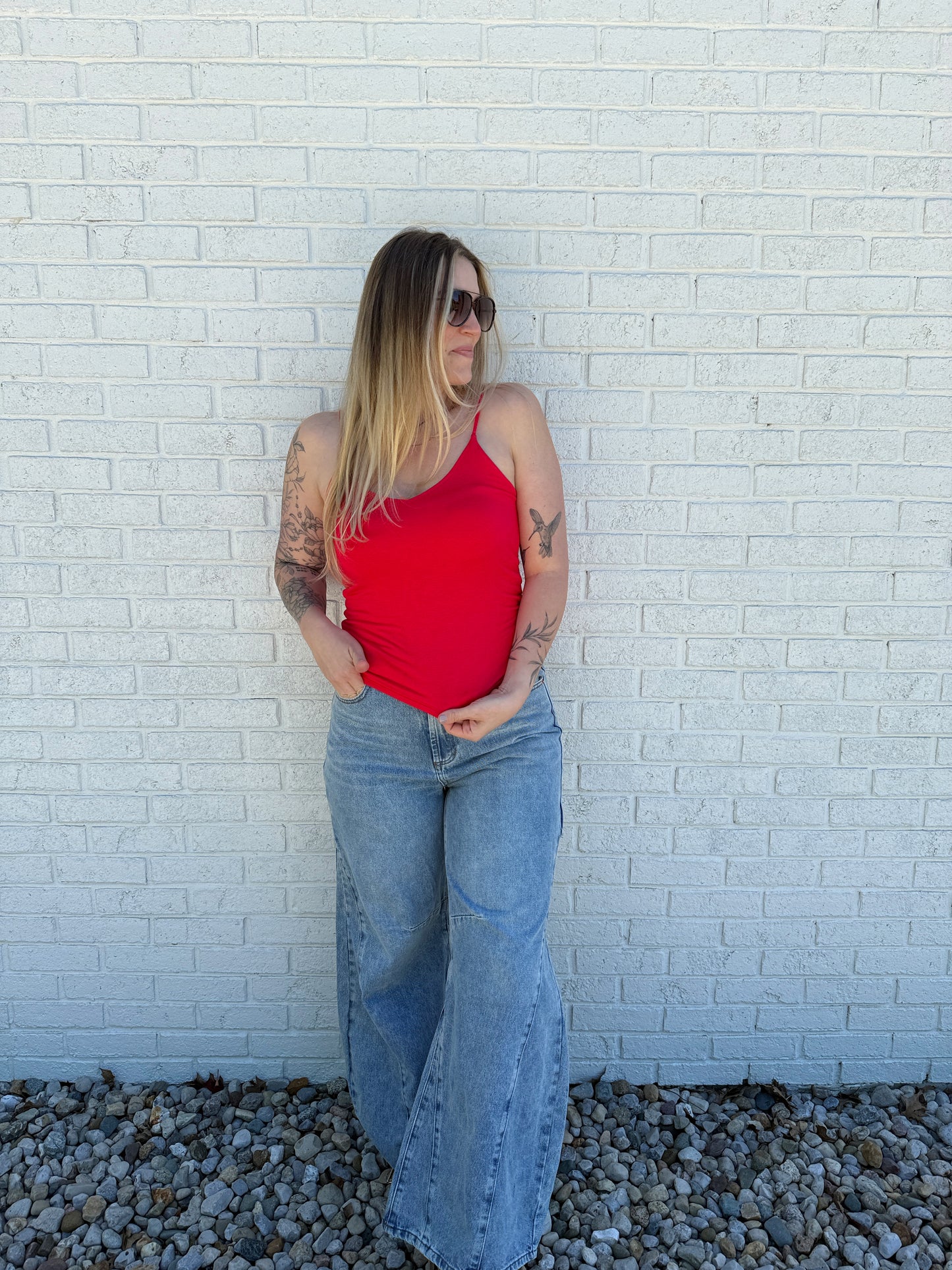 Red V Neck Cami