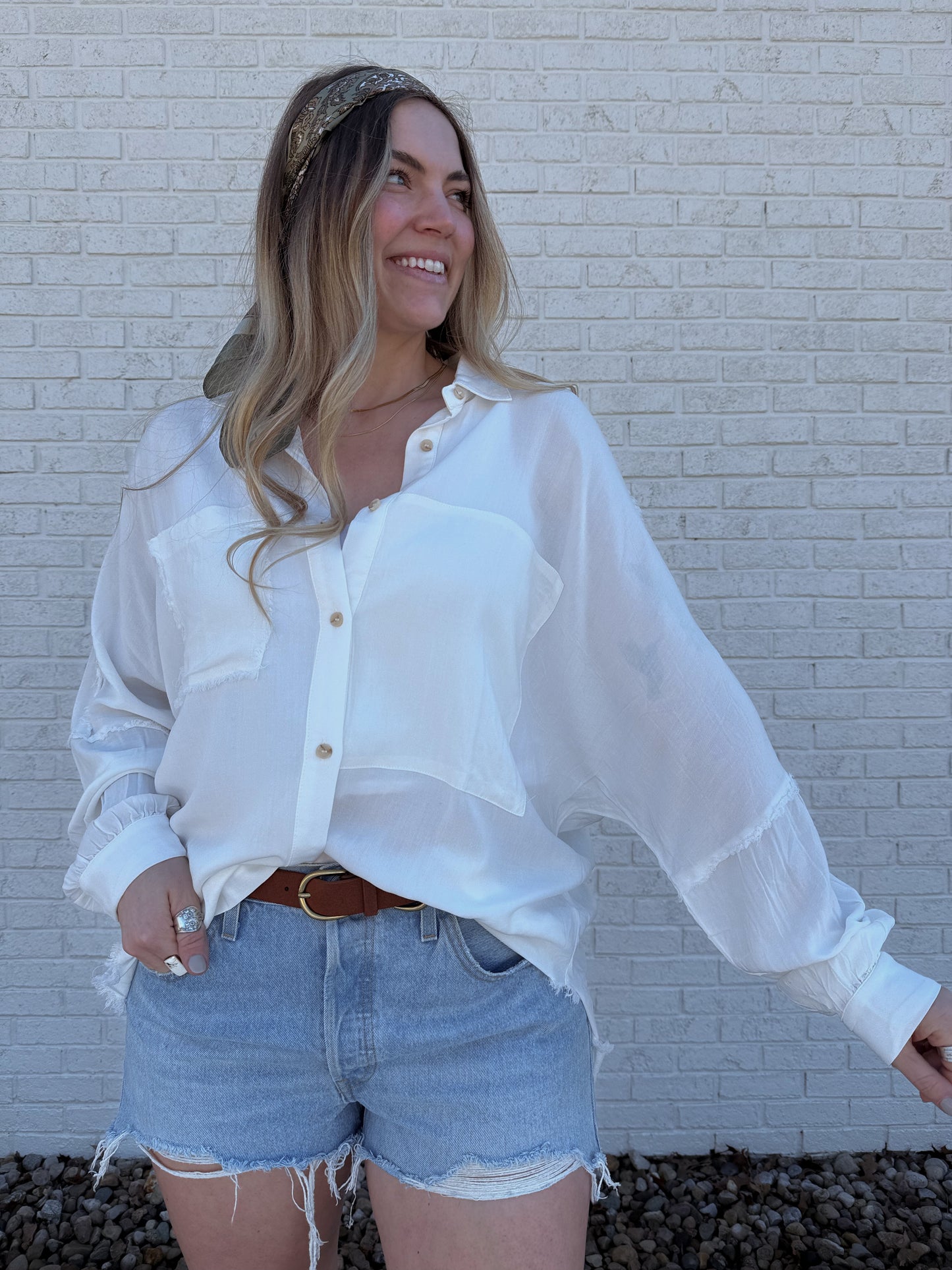 Delilah Button Down White
