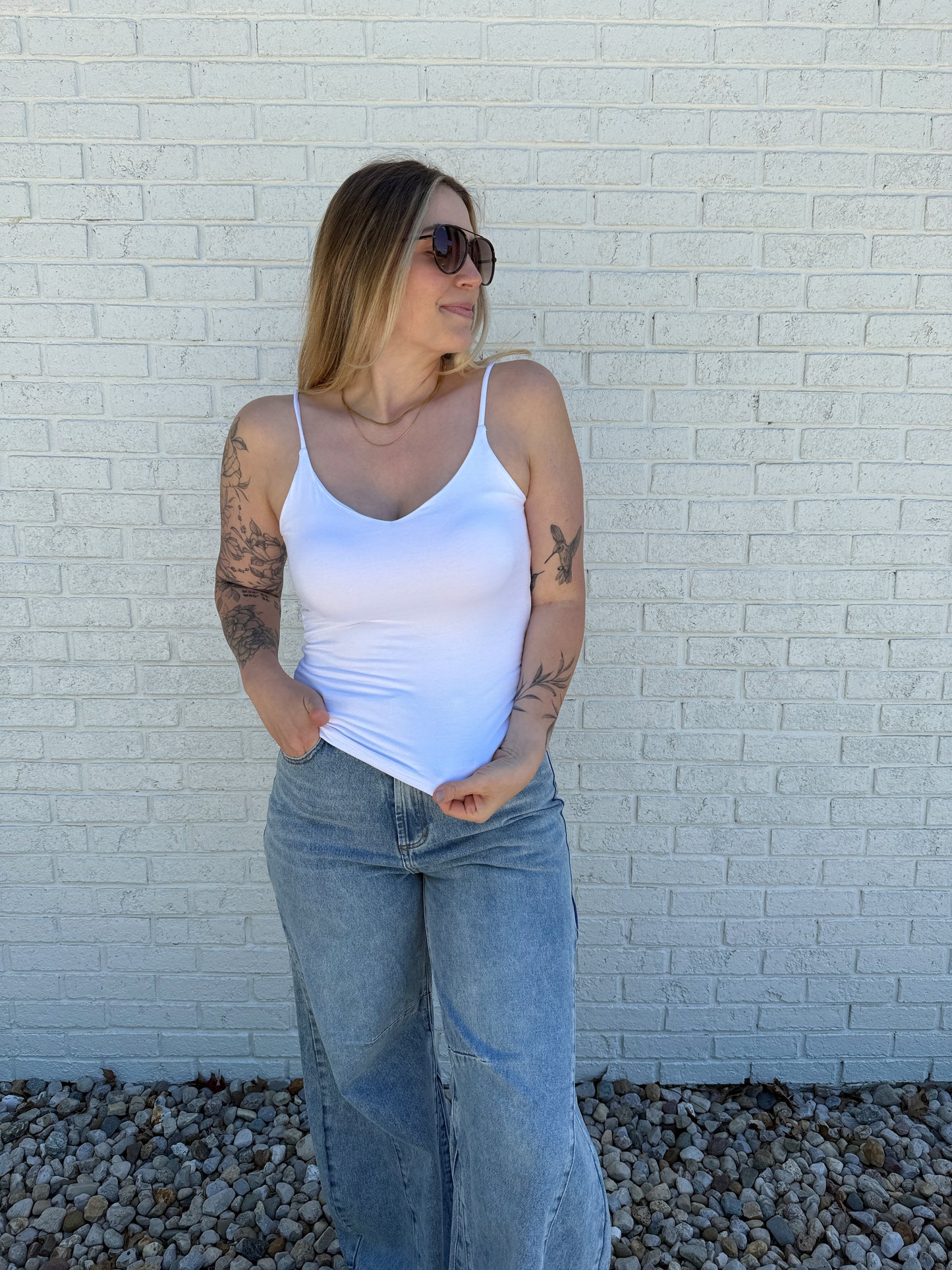 White V Neck Cami