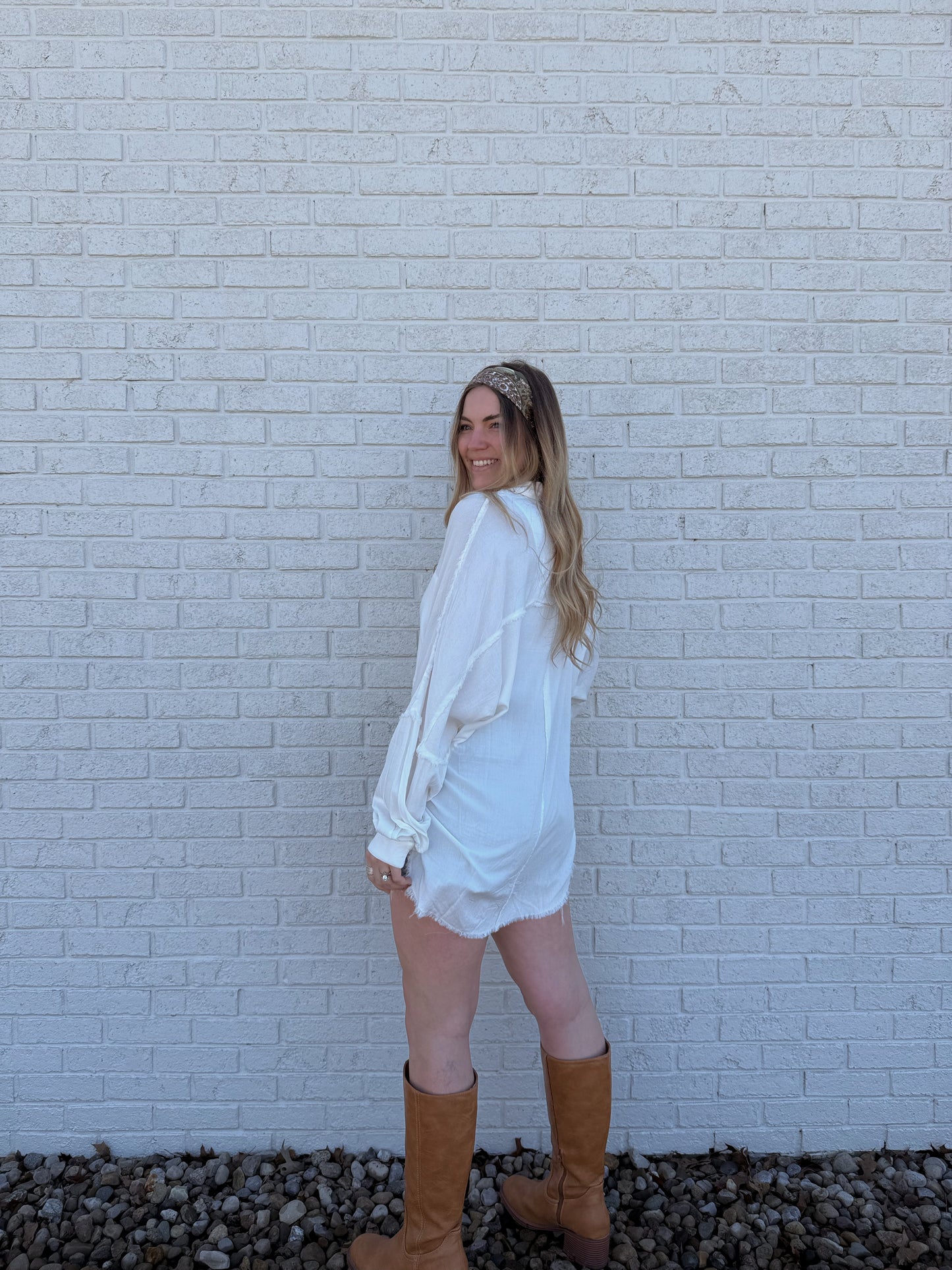 Delilah Button Down White